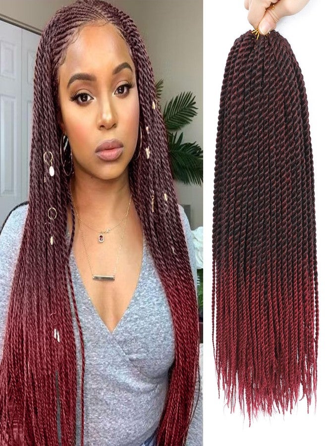 Befunny Senegalese Twist Crochet Hair-8 Packs 18 Inch Two Tone Senegalese Twist Crochet Braids For Women Human Hair,Black/Burgundy Pre Looped Crochet Braids, Synthetic Twist Crochet Hair (18in,TBug#) - Image 1